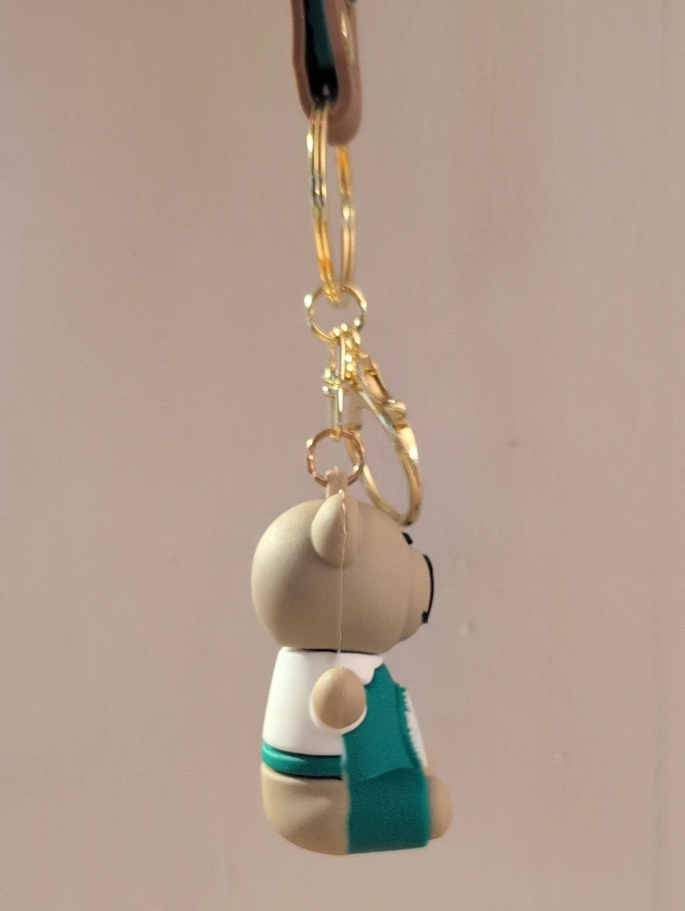 Gold Ring Teal Bear Keychain Charm - Women's Accessories